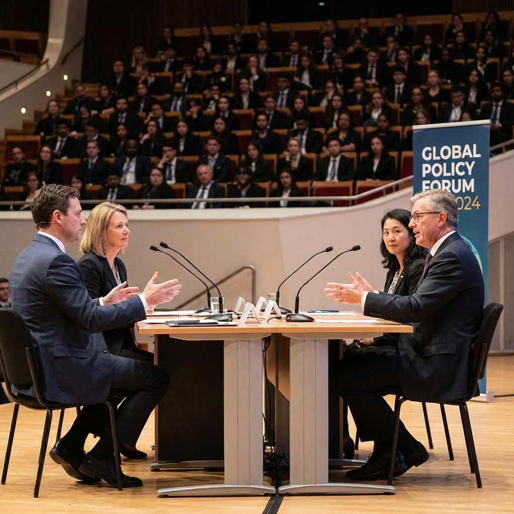 People discussing policy in a diverse community setting