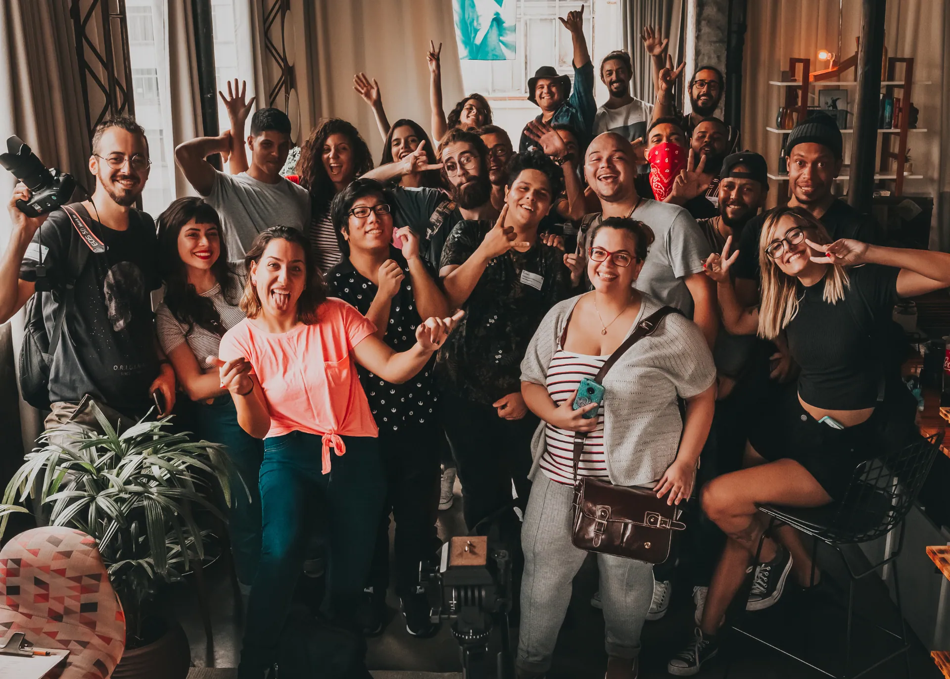 A diverse group of Californians celebrating together